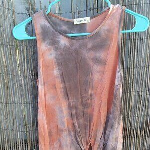 Ginger G Tie-Dyed Sleeveless Tank Top Tied Front Women's - S